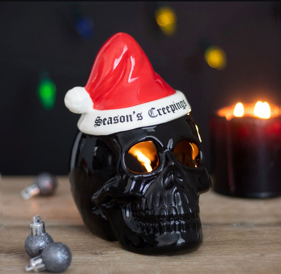 Seasons Creepings Skull Tealight Holder